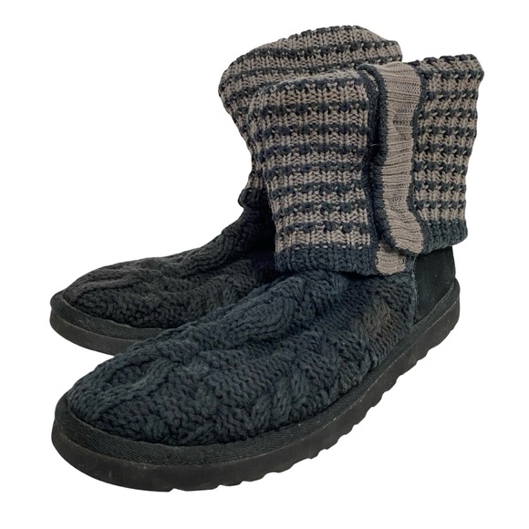 Ugg Leland Sweater Knit Boots Womens Size 9 Black Button Up Fold - Picture 4 of 12